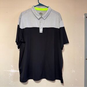 Slazenger Golf Shirt Black Gray Colorblock Polo.